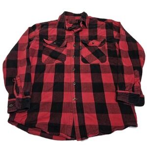 Five Brothers Flannel Shirt Mens Large Button Up Red Plaid Buffalo Heavy Work